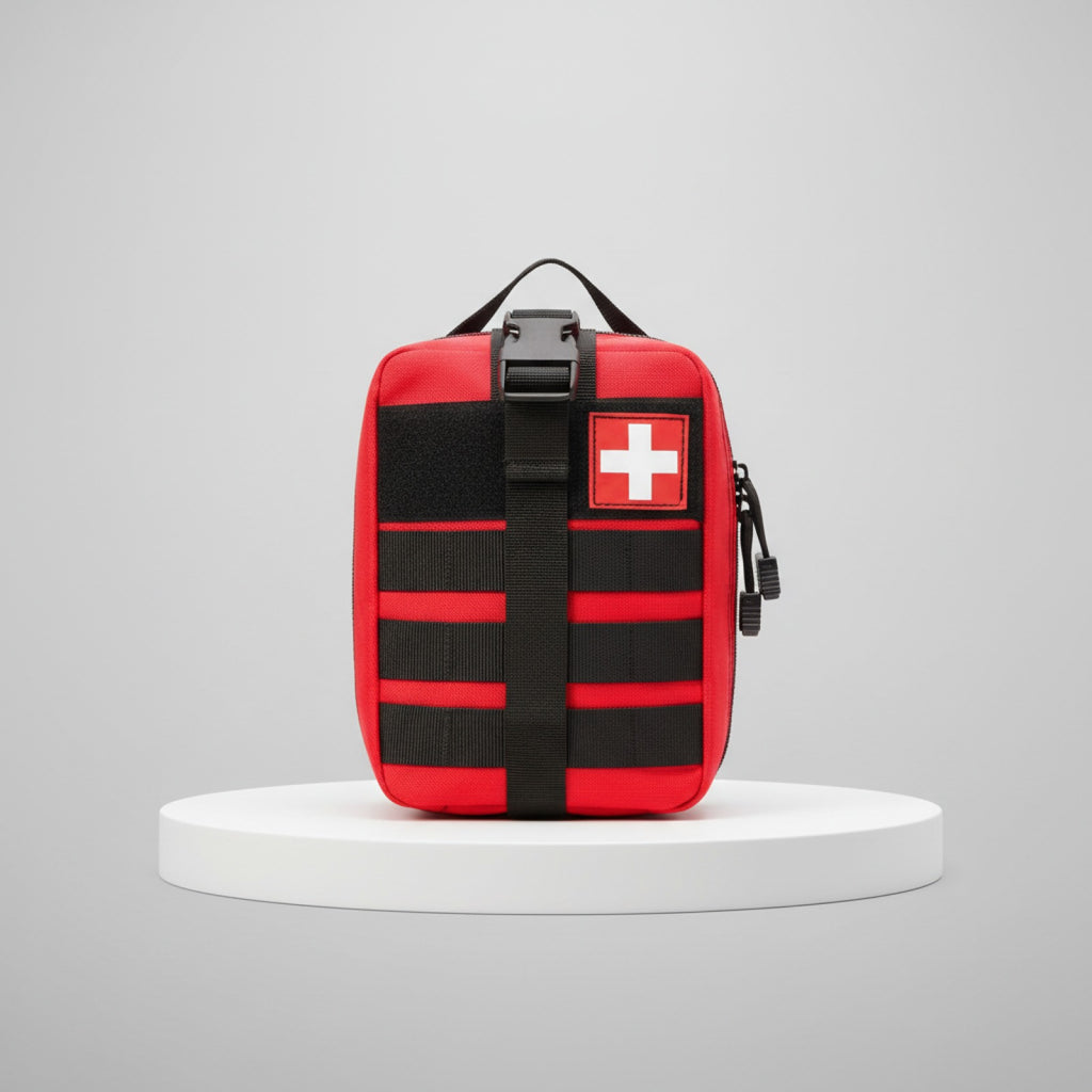 Trousse de premiers secours portable 379 pièces pour bureau et maison, sac d'urgence rouge pour activités extérieures, camping, randonnée