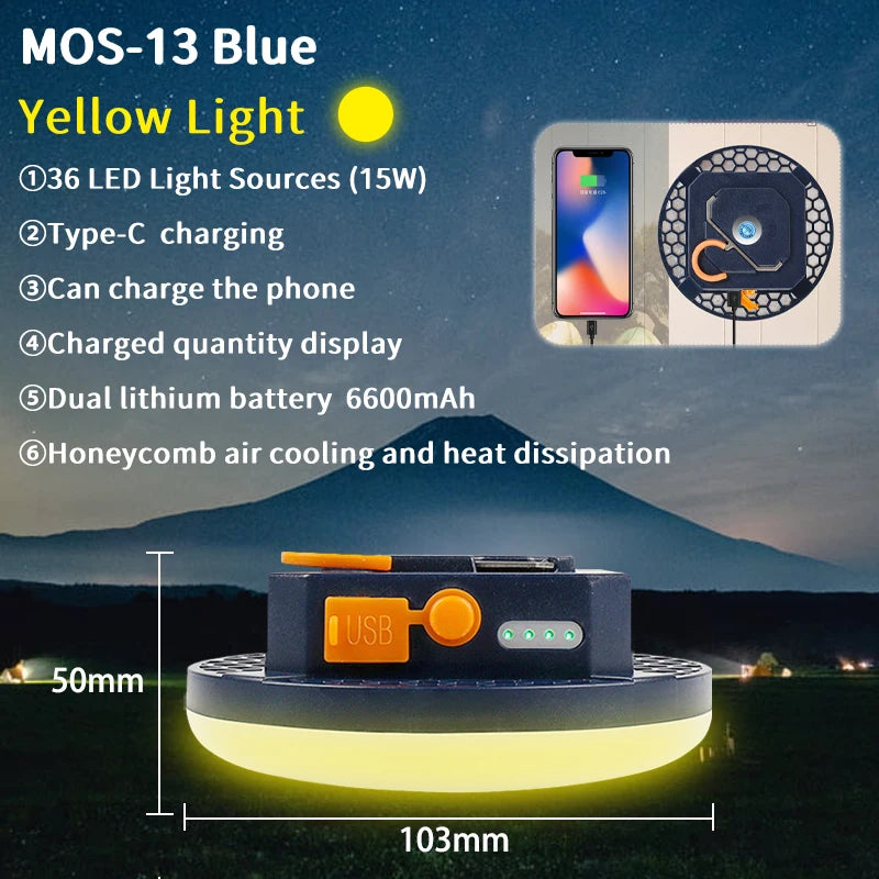 Lanterne de camping LED rechargeable – Lumière magnétique extérieure portable