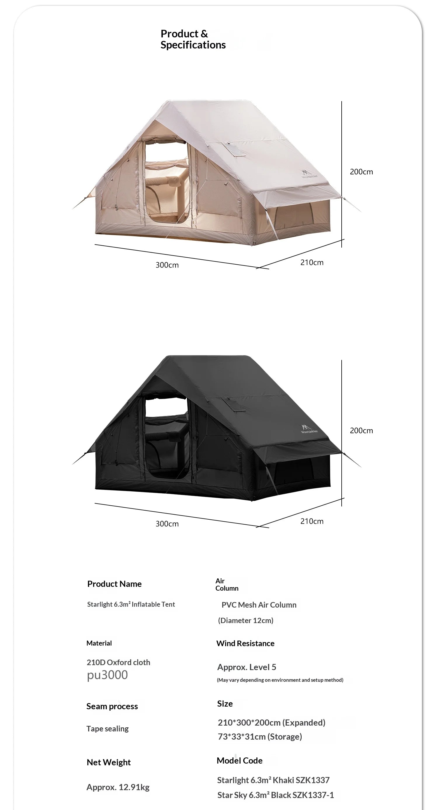 Tente de camping familiale gonflable 3–6 personnes – abri extérieur imperméable