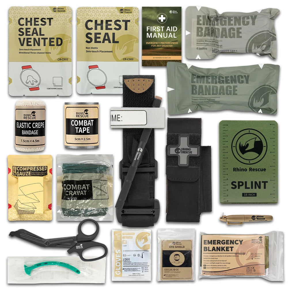 Kit de Secours Tactique Rhino Rescue - Matériel Médical d'Urgence et de Survie