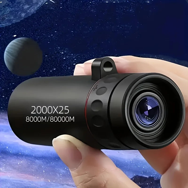 Télescope Monoculaire HD 2000x25 - Compact et Portable pour Voyages, Randonnées, Pêche, Camping, Observation des Étoiles, Concerts et Ornithologie