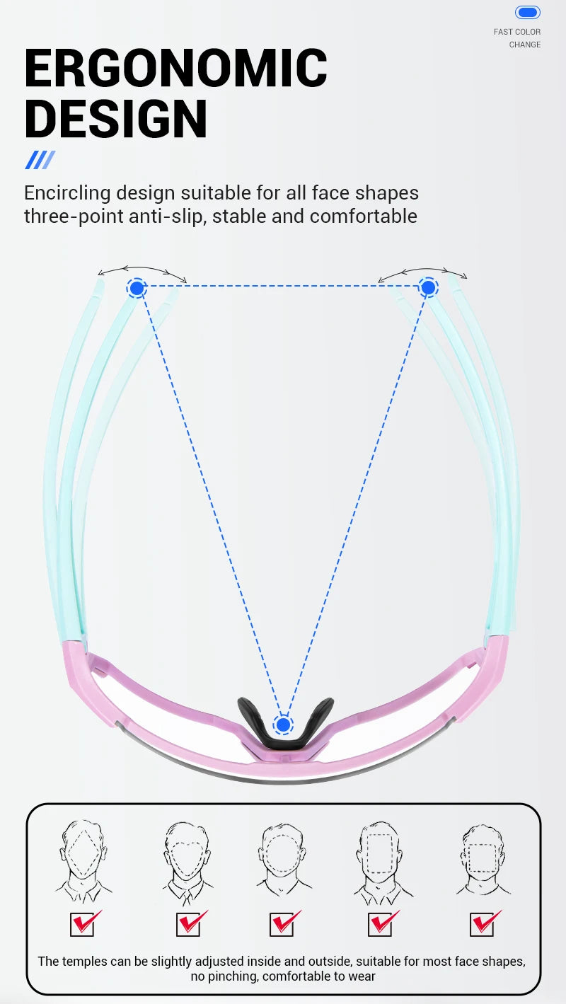 Lunettes de soleil photochromiques pour cyclisme – Lunettes de sport avec protection UV