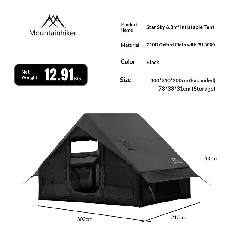 Tente de camping familiale gonflable 3–6 personnes – abri extérieur imperméable