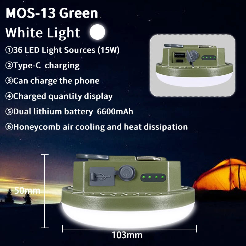 Lanterne de camping LED rechargeable – Lumière magnétique extérieure portable