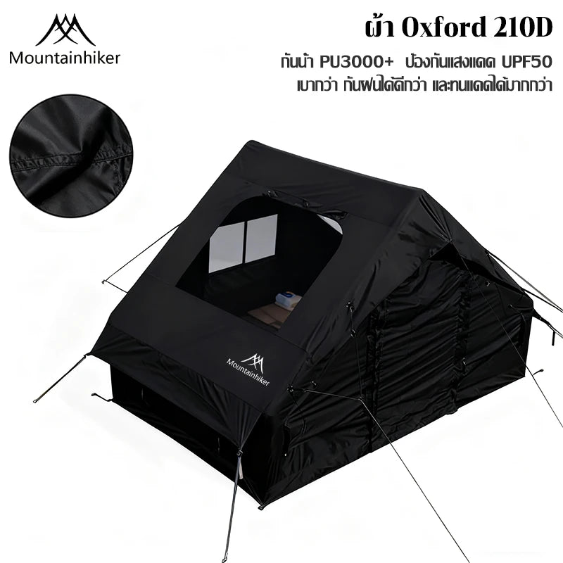Tente gonflable noire de luxe – Abri de camping en plein air