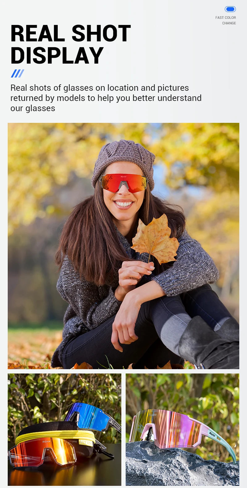 Lunettes de soleil photochromiques pour cyclisme – Lunettes de sport avec protection UV