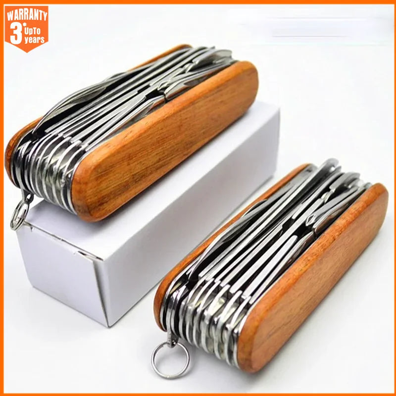 Couteau multifonction 17 en 1 portable en acier inoxydable pour camping et extérieur