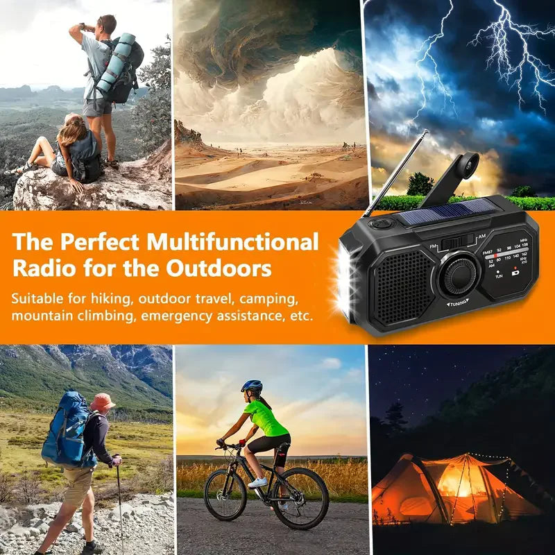 Radio solaire d’urgence – Radio météo à manivelle et batterie externe