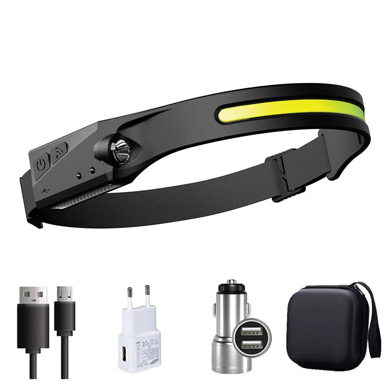 Lampe Frontale LED Rechargeable avec Détecteur de Mouvement – Éclairage Camping et Randonnée