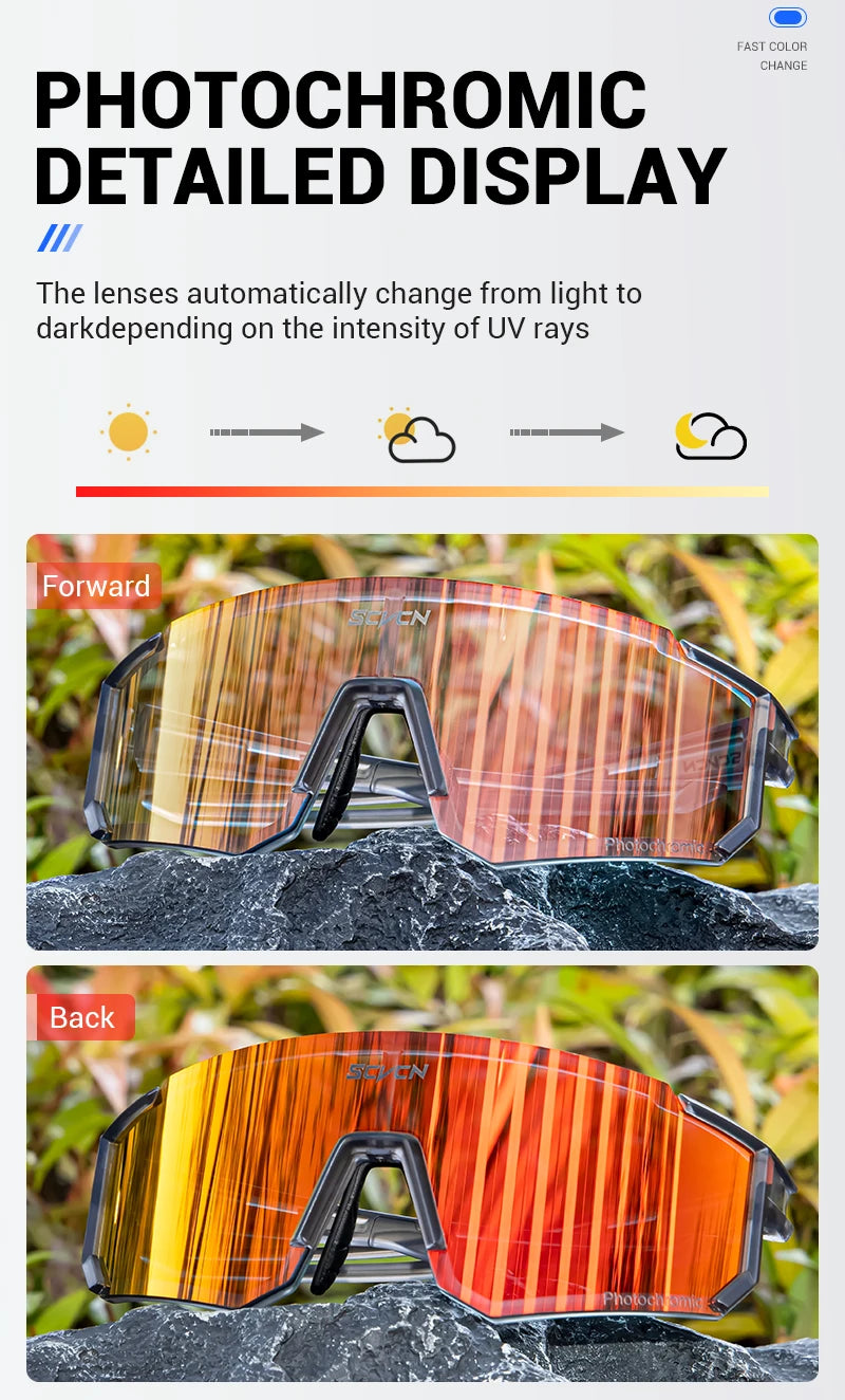 Lunettes de soleil photochromiques pour cyclisme – Lunettes de sport avec protection UV