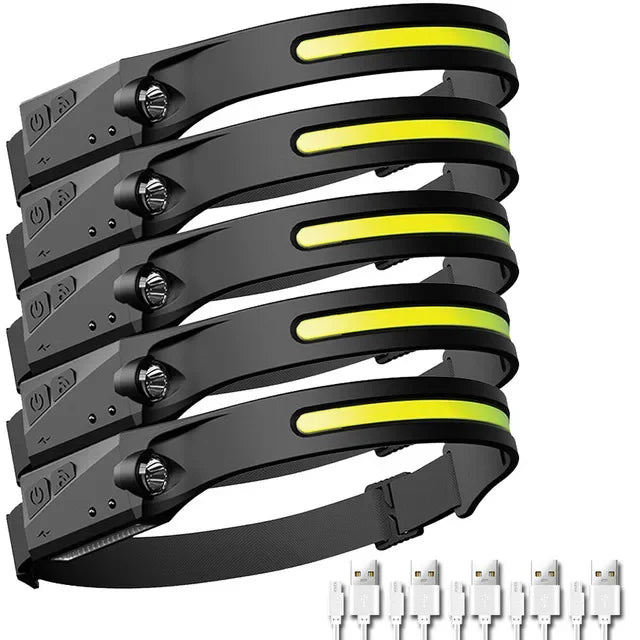 Lampe Frontale LED Rechargeable avec Détecteur de Mouvement – Éclairage Camping et Randonnée