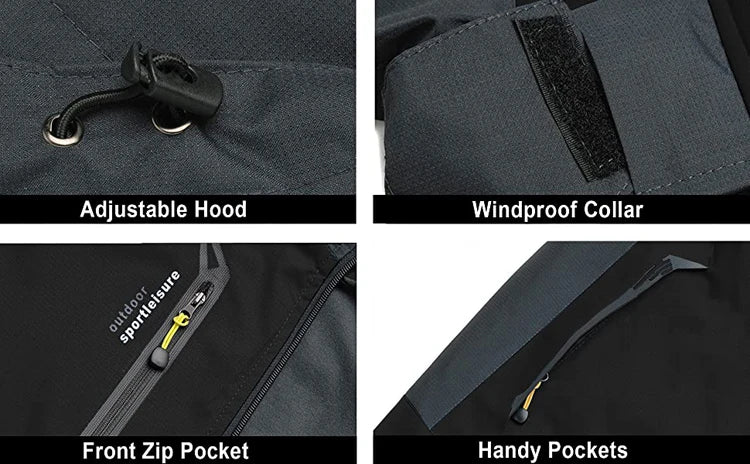 Veste de randonnée imperméable – Coupe-vent d’extérieur pour hommes