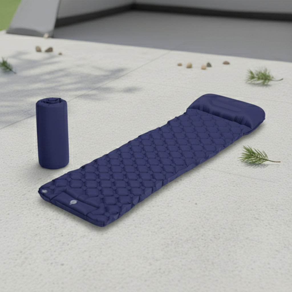 Matelas de Camping Gonflable Ultraléger avec Oreiller Intégré et Pompe - Idéal Randonnée