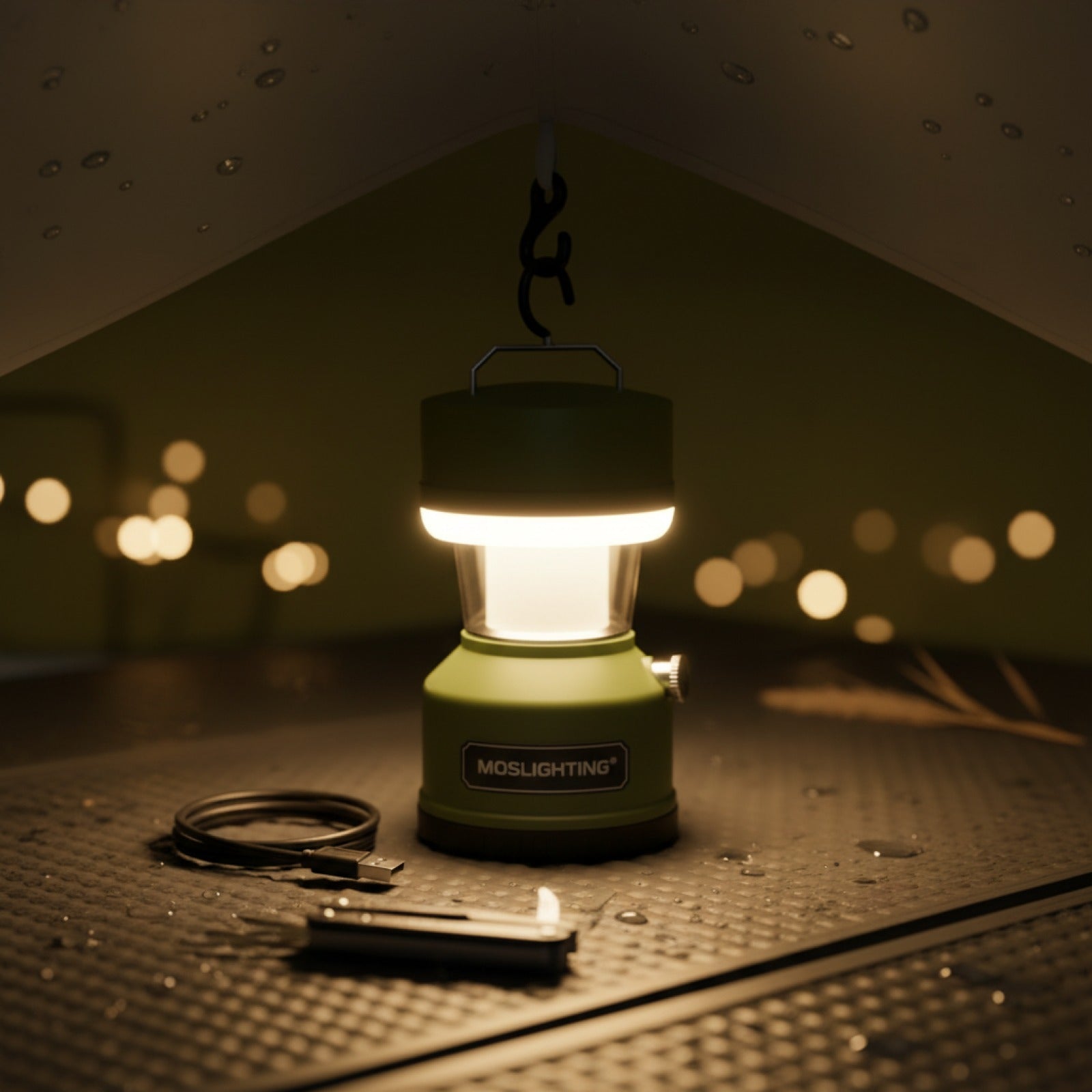 Lampe LED Camping MOSLIGHTING Portable - 4 Modes, Rechargeable USB, Étanche