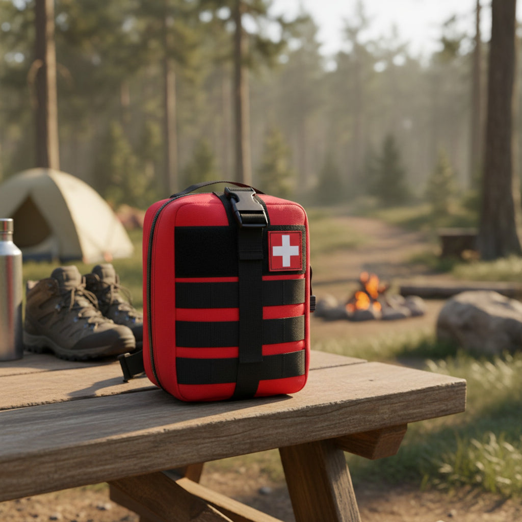 Trousse de premiers secours portable 379 pièces pour bureau et maison, sac d'urgence rouge pour activités extérieures, camping, randonnée