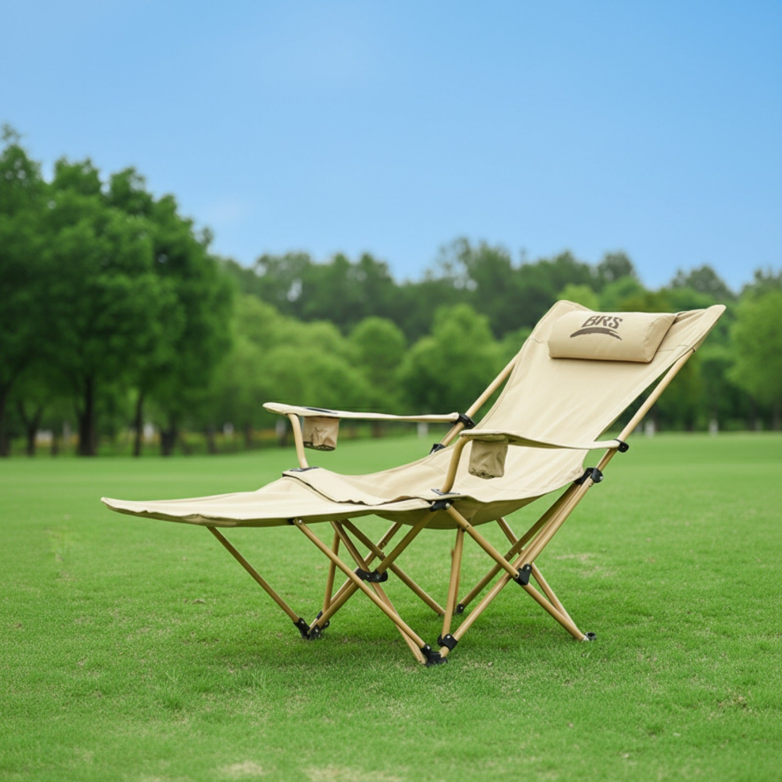 Chaise de camping BRS 2-en-1 pliable et légère avec dossier et repose-pieds réglables pour la plage