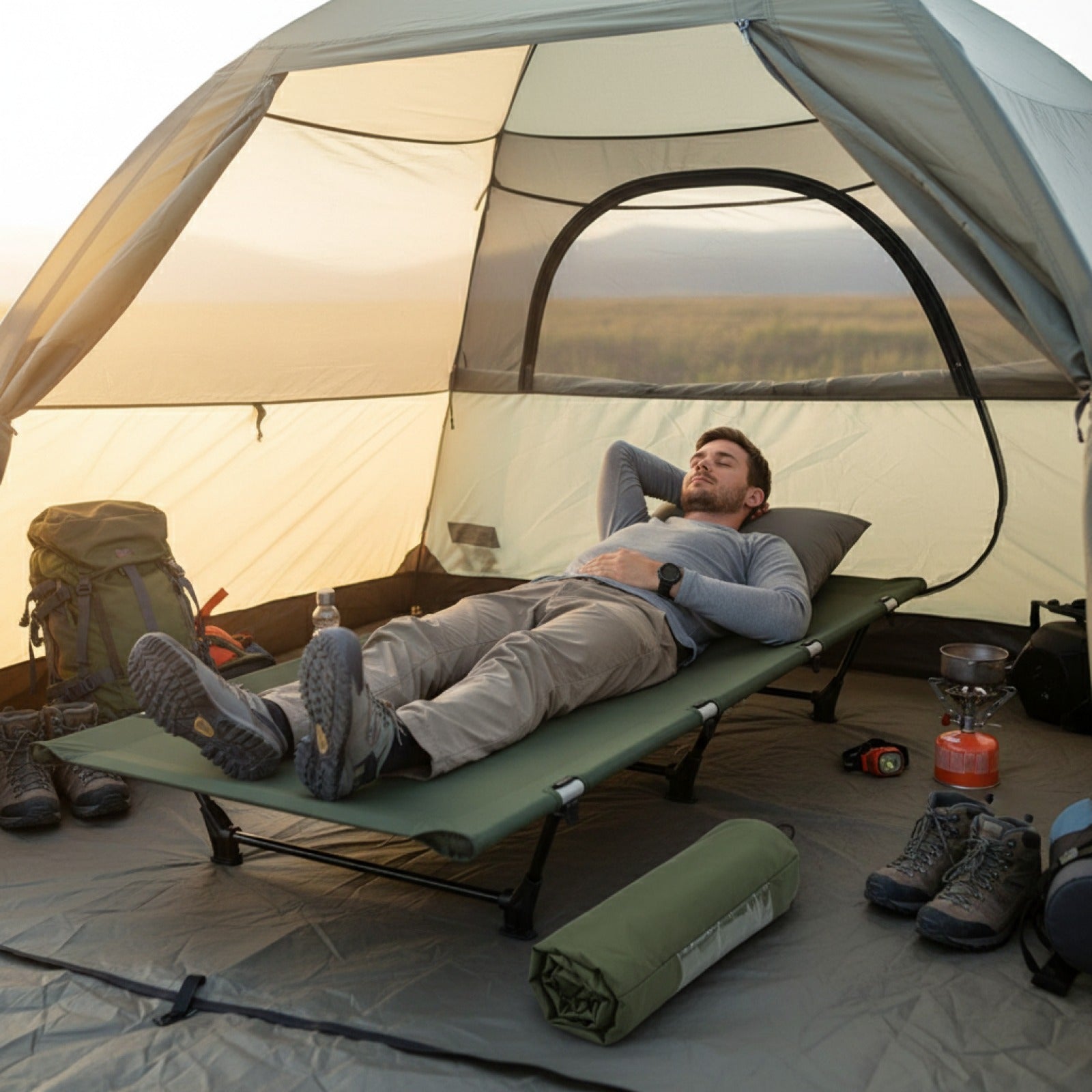 Lit de camping pliant WESTTUNE ultraléger et compact pour voyage, randonnée et bivouac