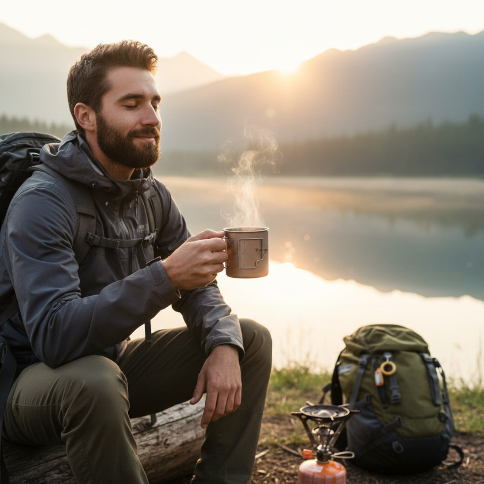 Tasse de camping Tiartisan en titane léger avec poignée pliable - Idéale pour le thé, le café, la randonnée et les voyages