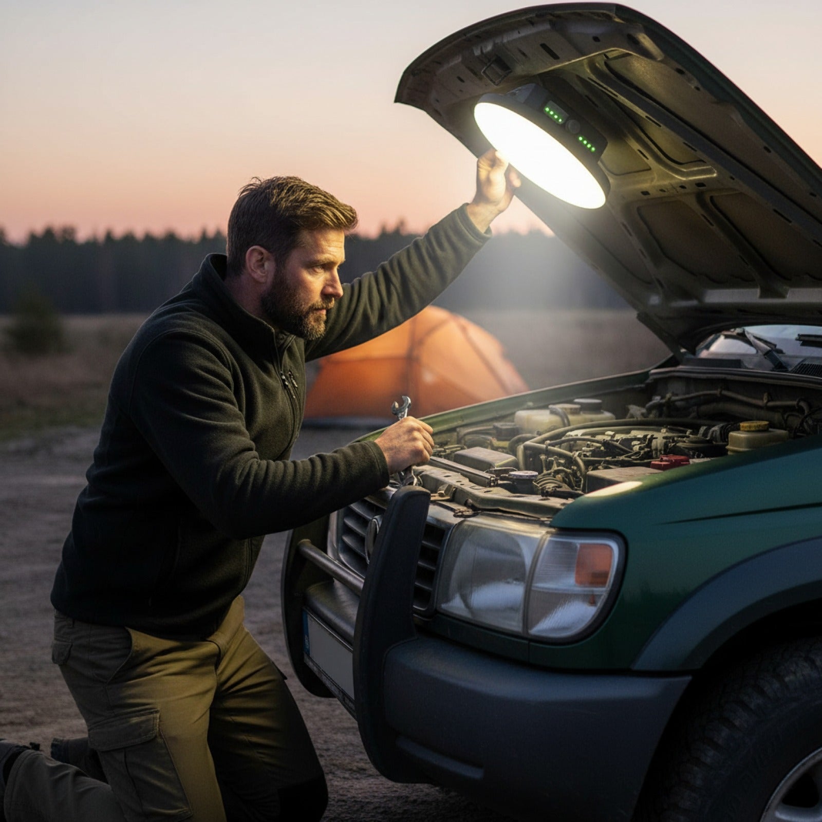 Lampe de Camping MOSLIGHTING 9900mAh : Puissante, Rechargeable et Aimantée