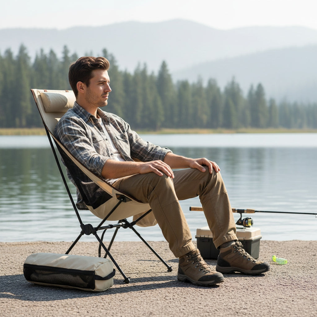 Chaise de camping pliante WESTTUNE avec repose-tête - Légère en alliage d'aluminium pour pêche et extérieur