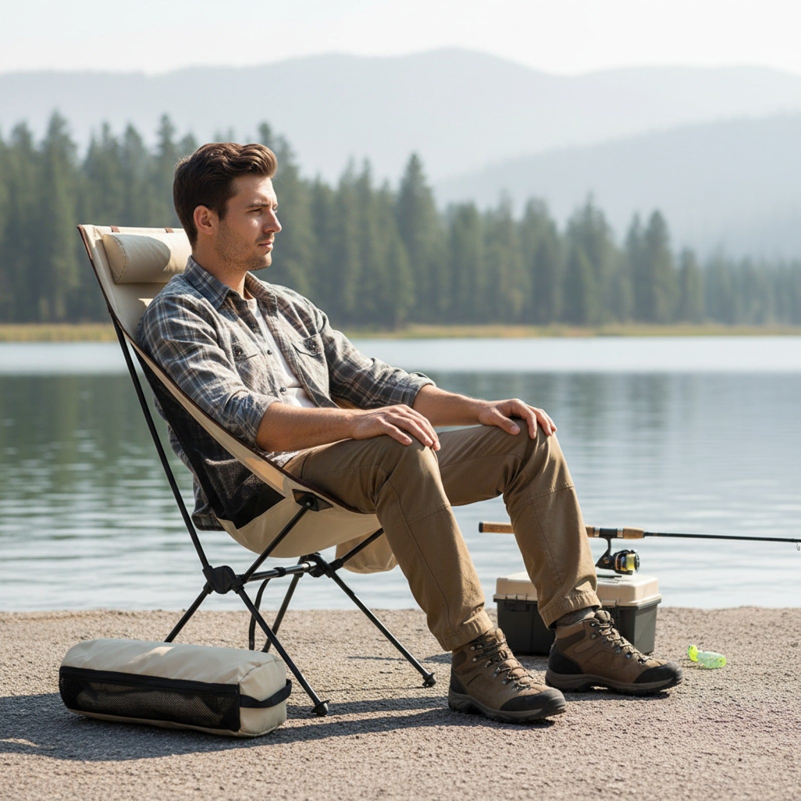 Chaise de camping pliante WESTTUNE avec repose-tête - Légère en alliage d'aluminium pour pêche et extérieur