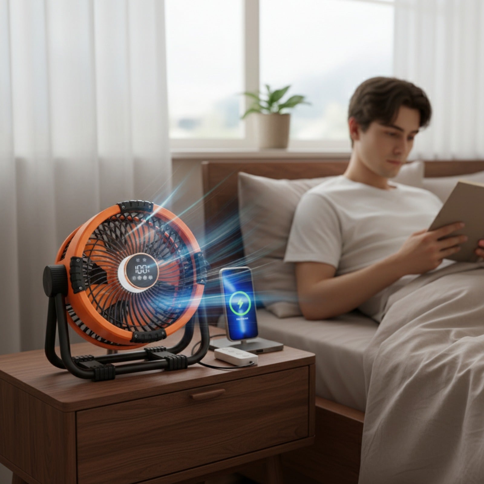 Ventilateur Portable Camping 6-en-1 Rechargeable 20000mAh avec Éclairage LED et Power Bank